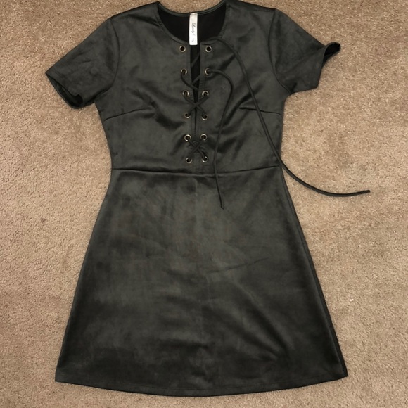 NWOT‼️ Dark Green Suede Dress - Picture 1 of 3